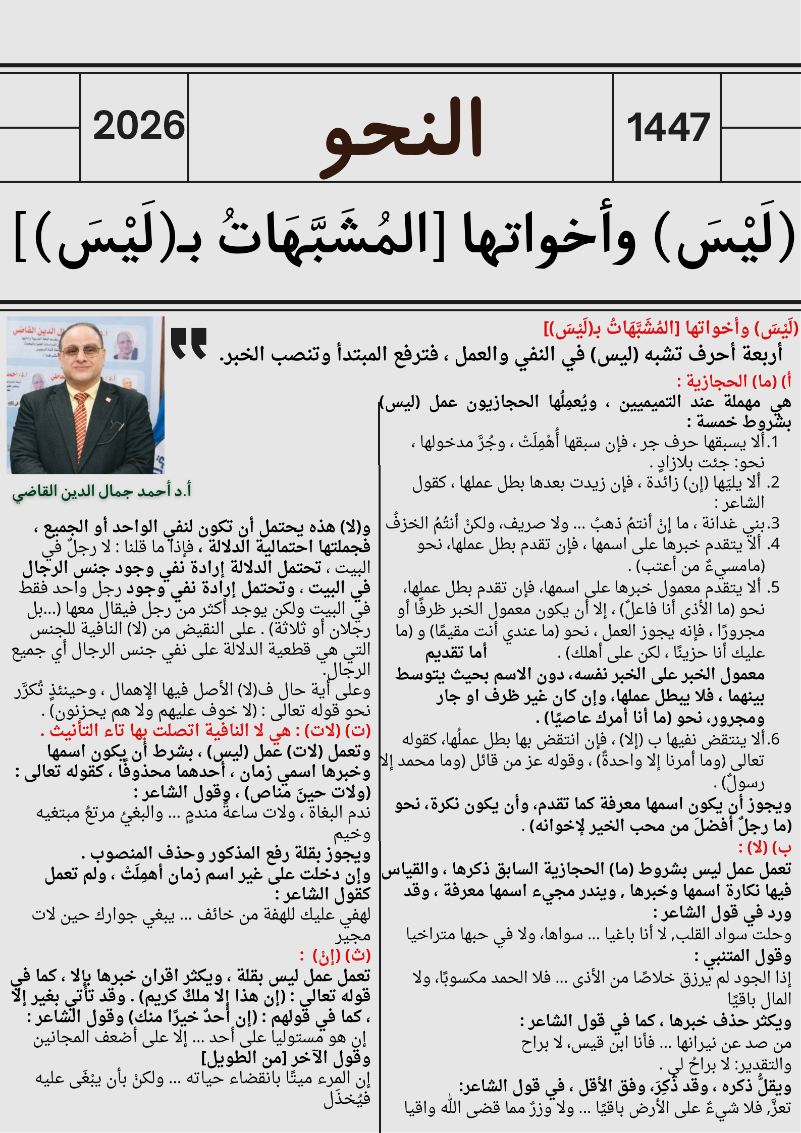 (لَيْسَ) وأخواتها [المُشَبَّهَاتُ بـ(لَيْسَ)]